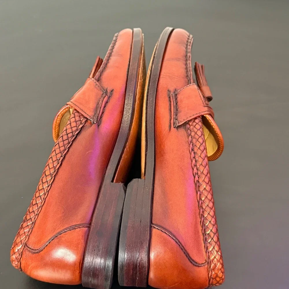 Allen Edmonds Maxfield Tassel Loafers Mens 7 D Woven Braided Leather 47716